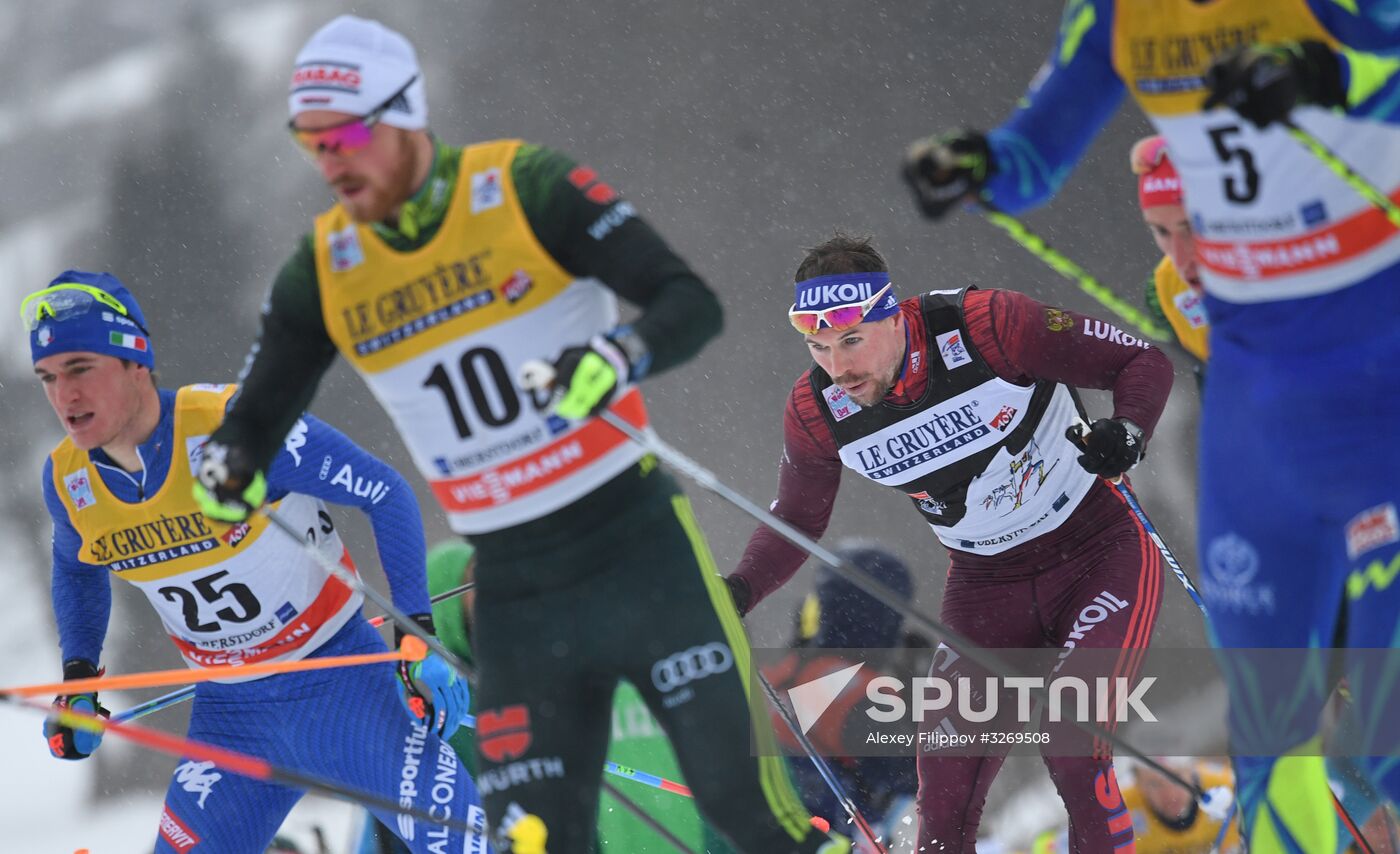 Cross-country skiing. Tour de Ski. Men. Mass start