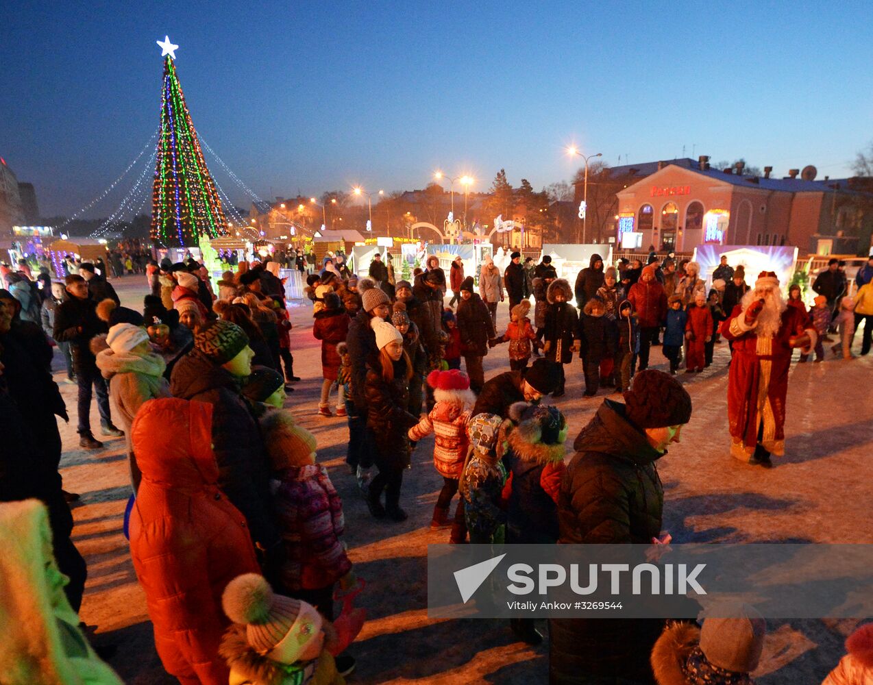 Public festivities at ice park in Ussuriysk