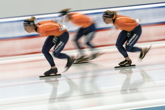 Speed skating. European Single Distance Championships. Training sessions