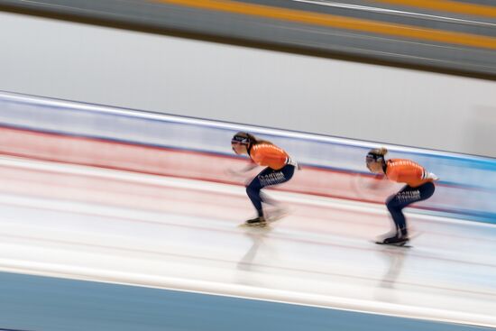 Speed skating. European Single Distance Championships. Training sessions