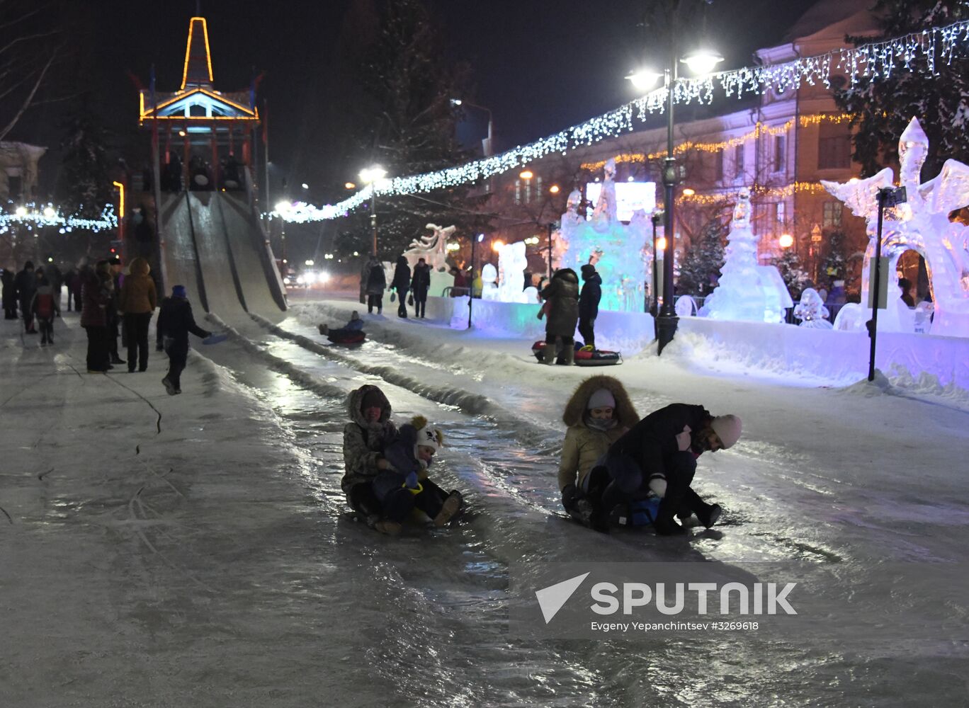 Ice park in central Tomsk