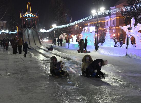 Ice park in central Tomsk