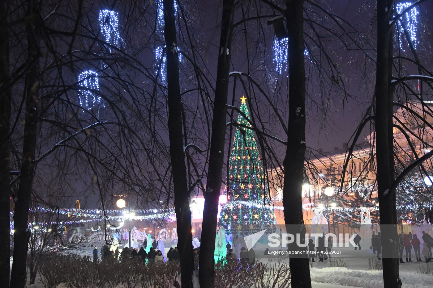 Ice park in central Tomsk