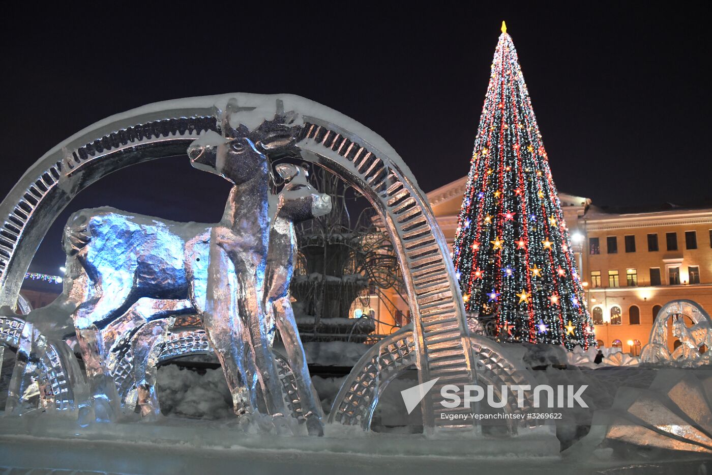 Ice park in central Tomsk