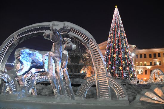 Ice park in central Tomsk