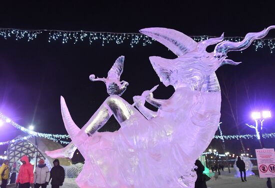 Ice park in central Tomsk