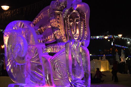 Ice park in central Tomsk