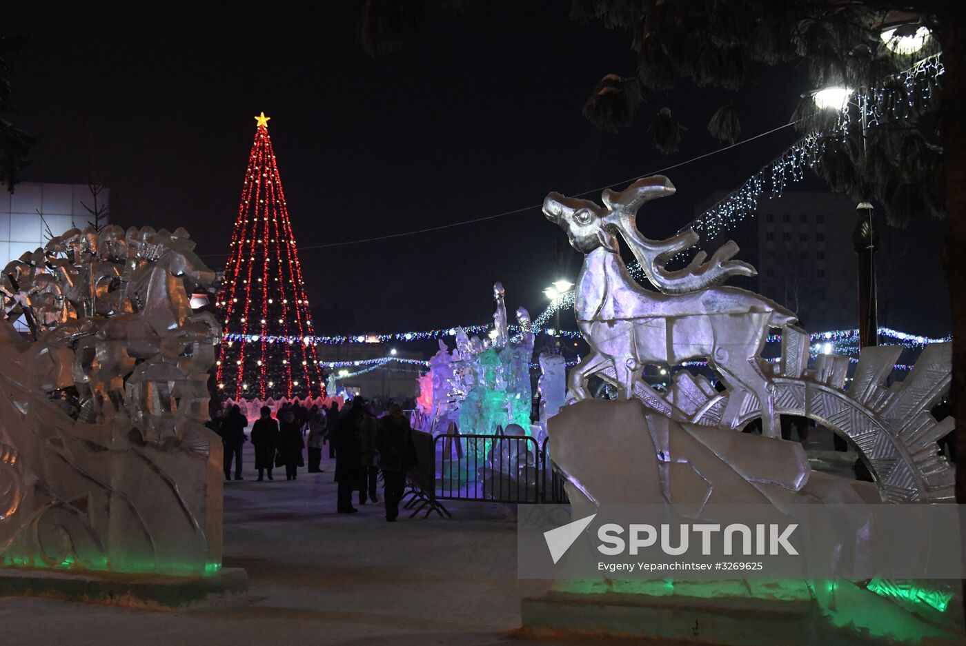 Ice park in central Tomsk