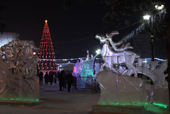 Ice park in central Tomsk
