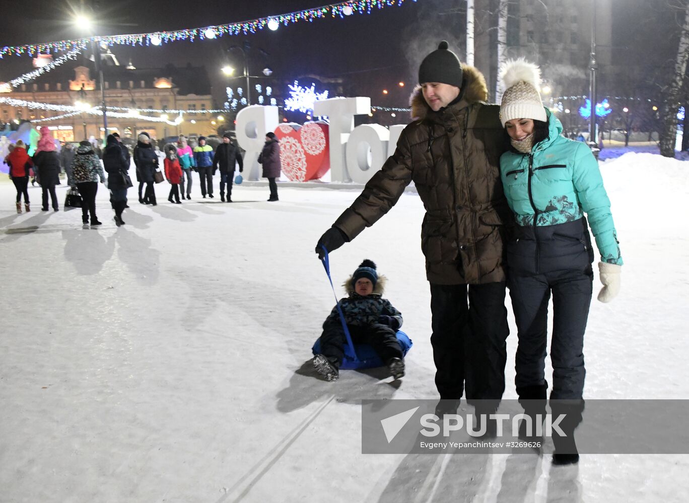 Ice park in central Tomsk