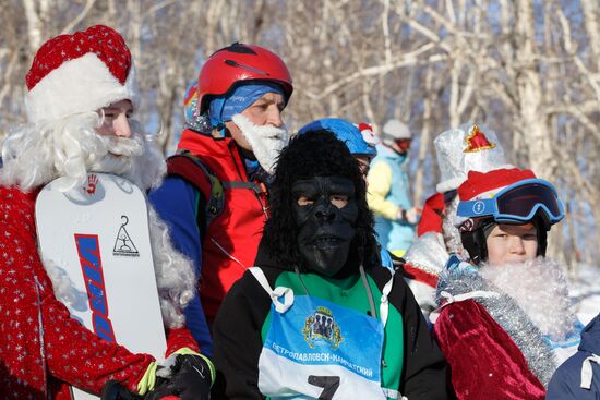 Public costumed downhill run on Mount Moroznaya in Kamchatka