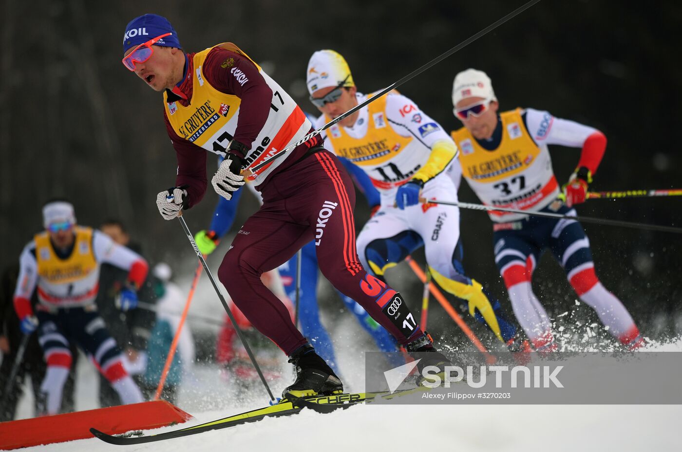 Cross country skiing. World Cup Tour de Ski. Men's mass start