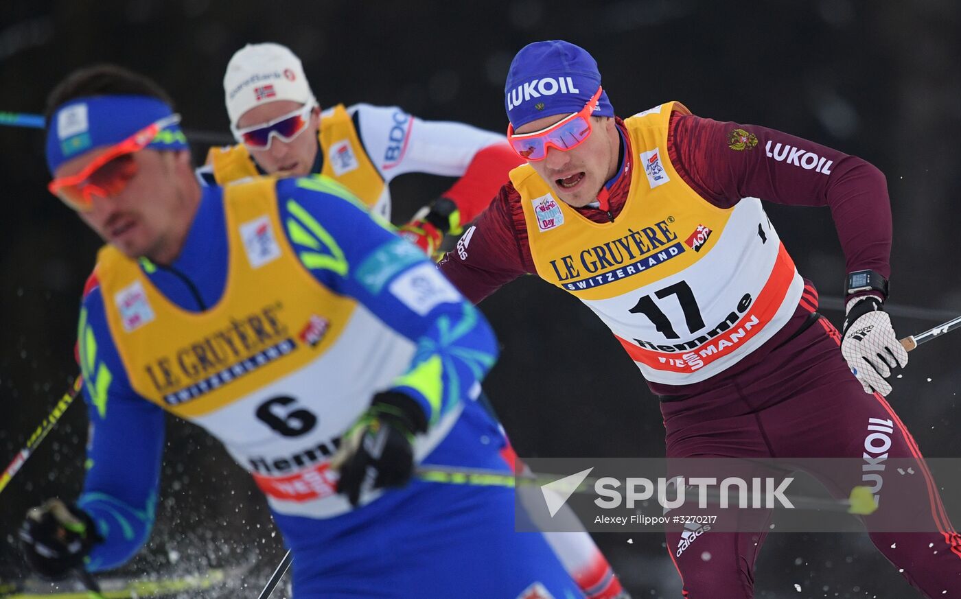 Cross country skiing. World Cup Tour de Ski. Men's mass start