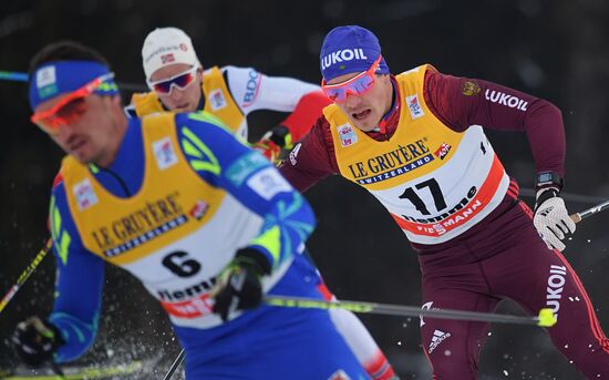 Cross country skiing. World Cup Tour de Ski. Men's mass start