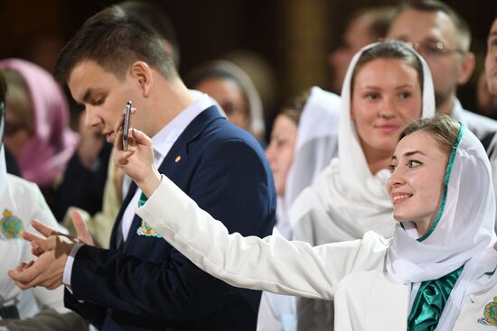 Christmas. Patriarch celebrates liturgy at Christ the Savior Cathedral in Moscow