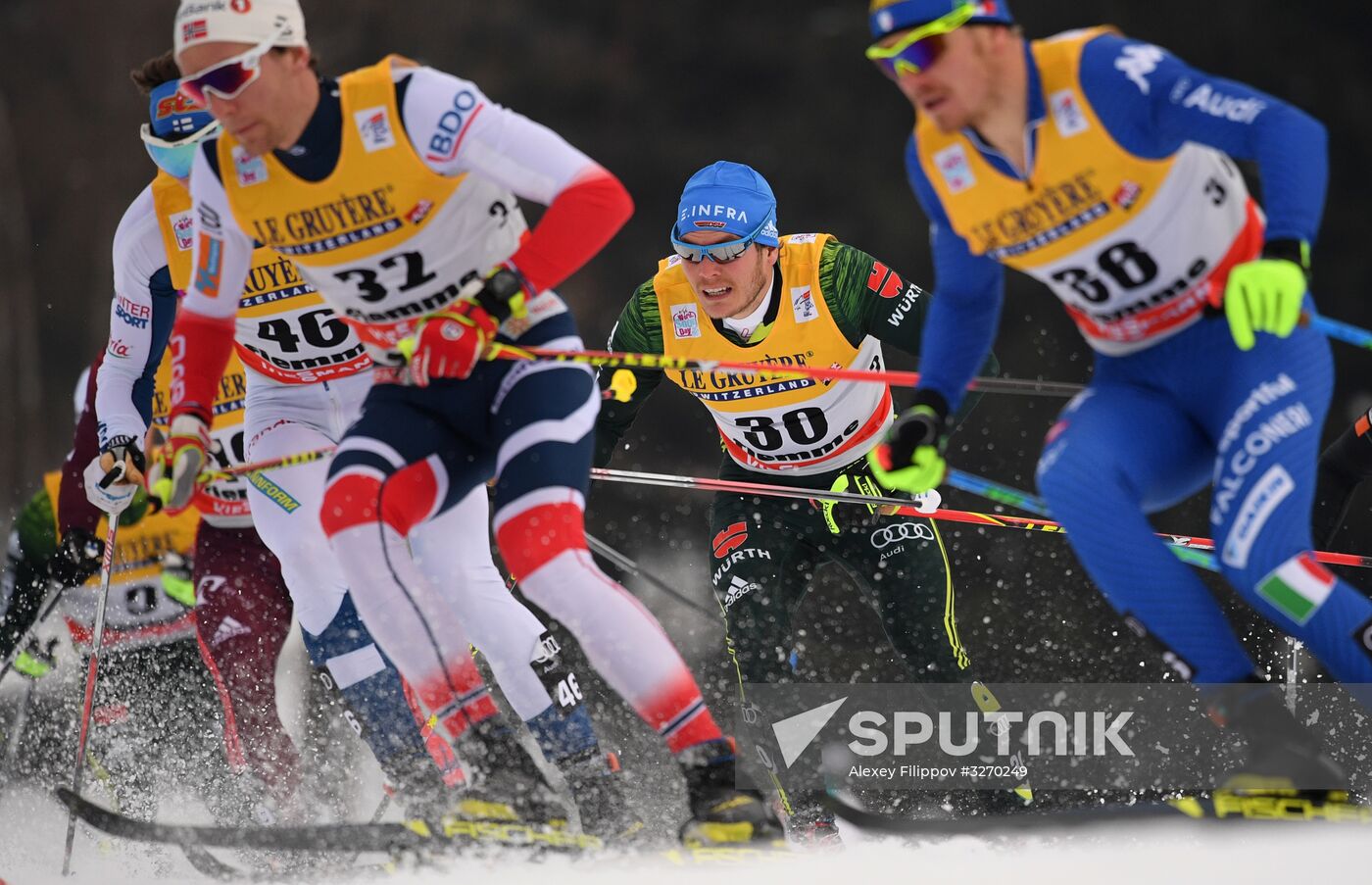 Cross country skiing. World Cup Tour de Ski. Men's mass start