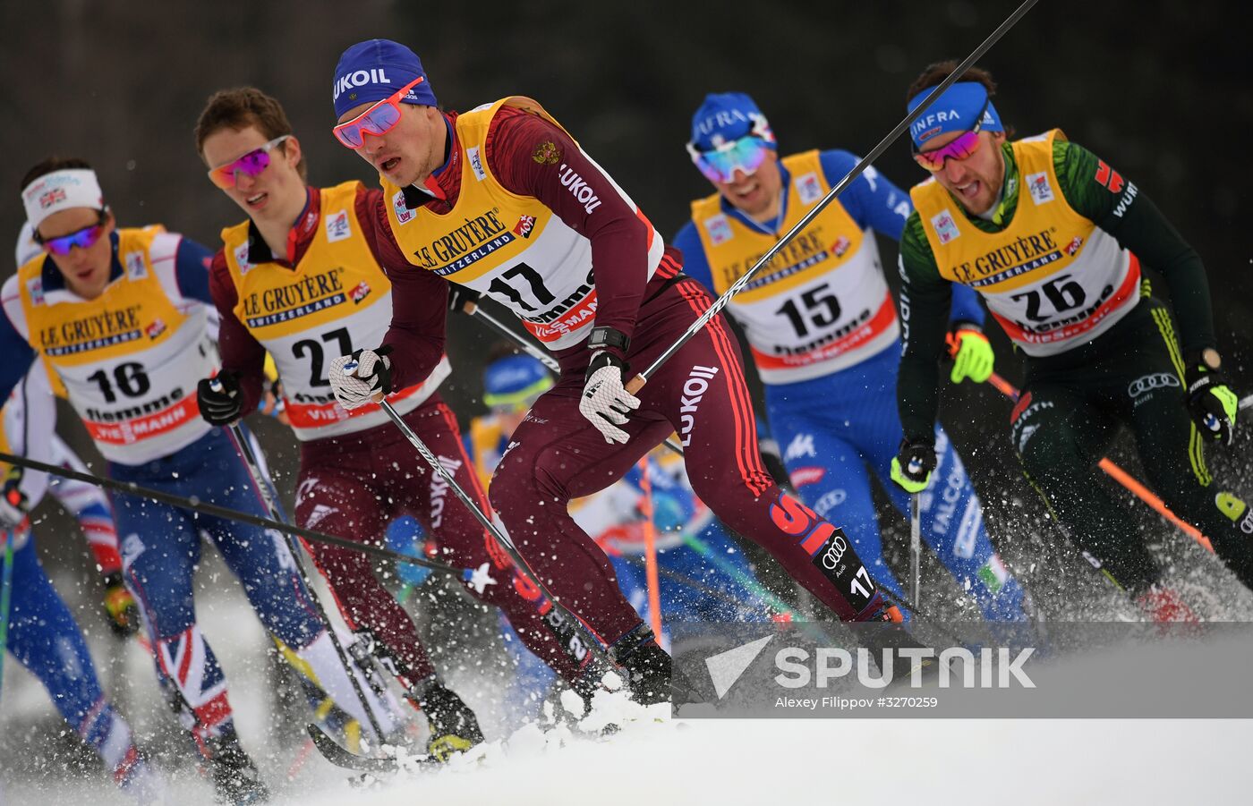 Cross country skiing. World Cup Tour de Ski. Men's mass start