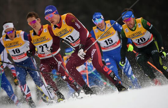 Cross country skiing. World Cup Tour de Ski. Men's mass start