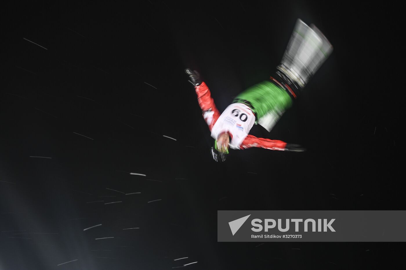 Freestyle World Cup stage. Aerial skiing