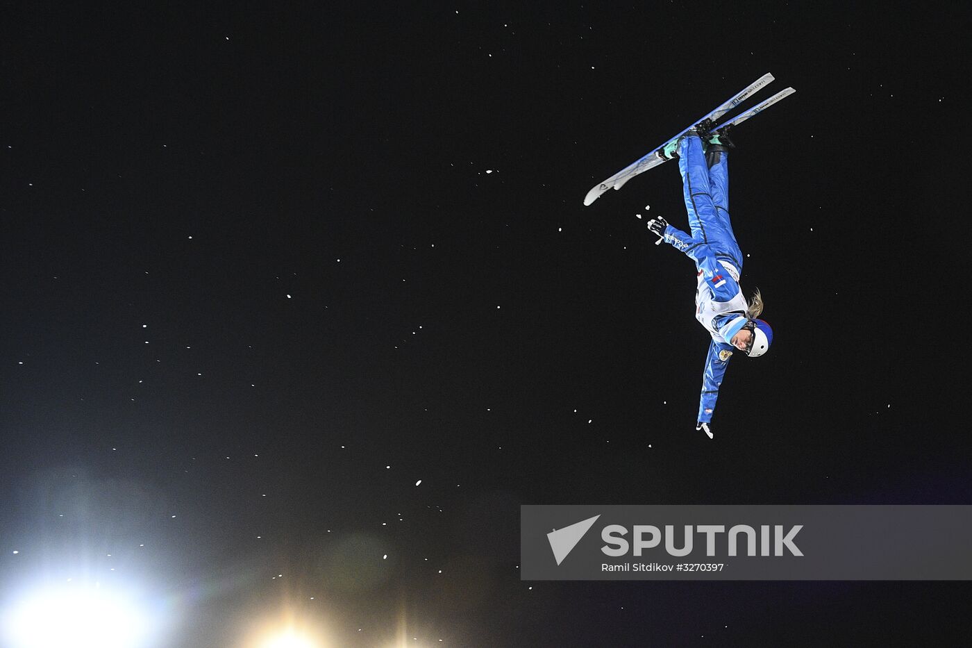 Freestyle World Cup stage. Aerial skiing