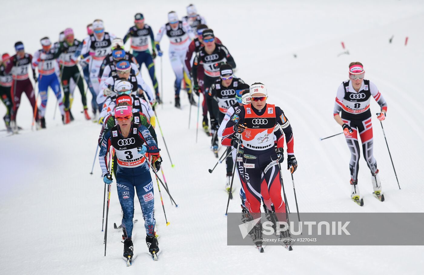 Cross country skiing. World Cup Tour de Ski. Women's mass start