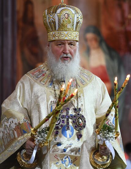 Christmas. Patriarch celebrates liturgy at Christ the Savior Cathedral in Moscow