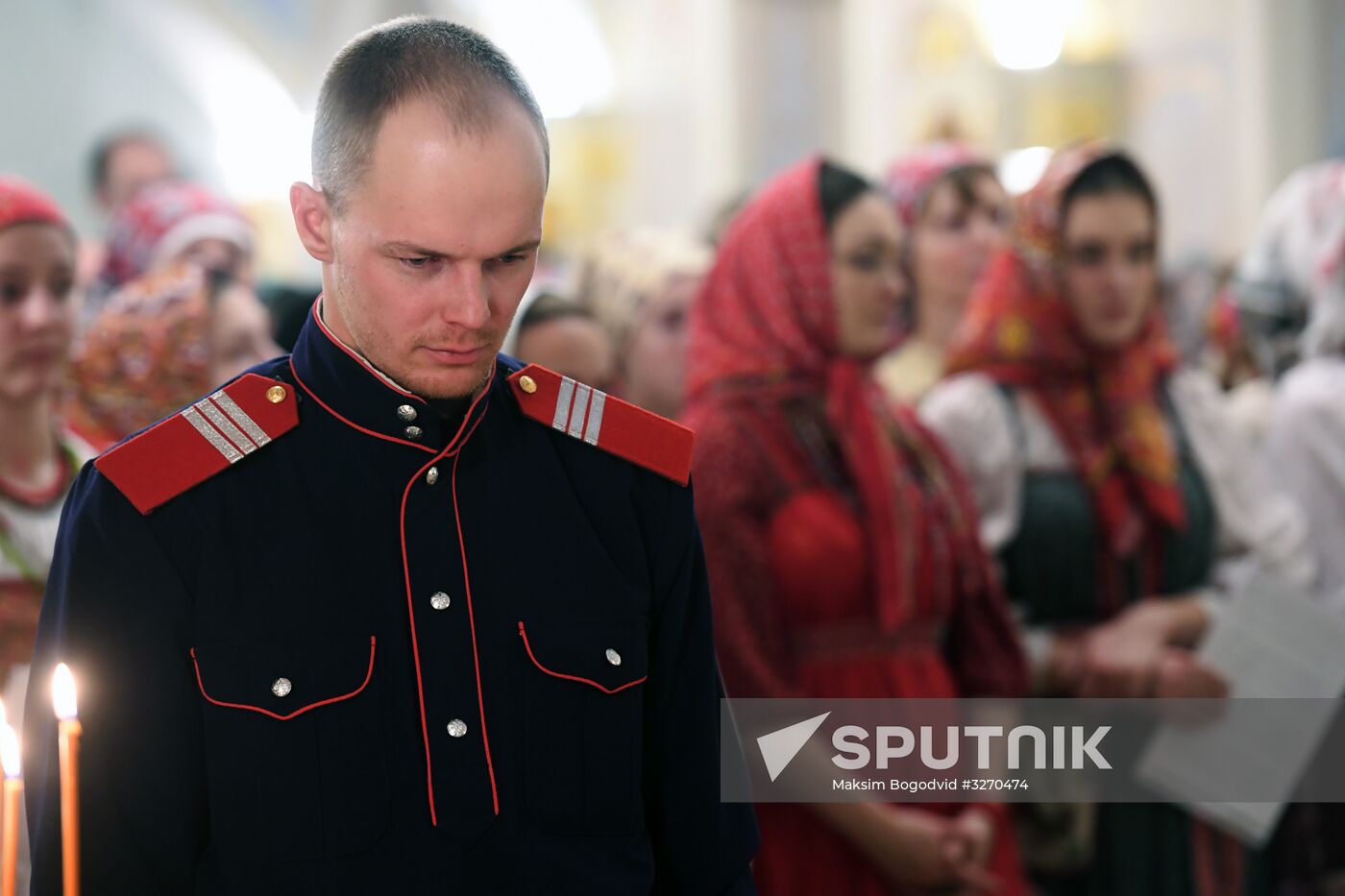 Christmas service in the Church of the Descent of the Holy Spirit in Kazan. Location: Russia, Republic of Tatarstan, Kazan. Author: Maksim Bogodvid/Sputnik. Christmas celebrated across Russia