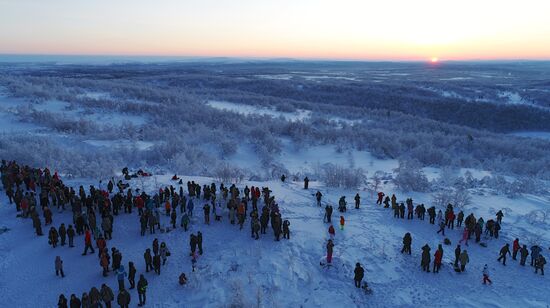 'First dawn' in Murmansk