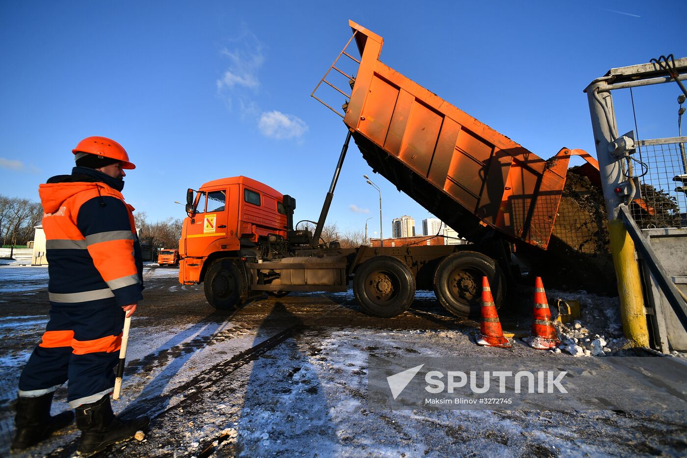 Snow-melting station in Moscow