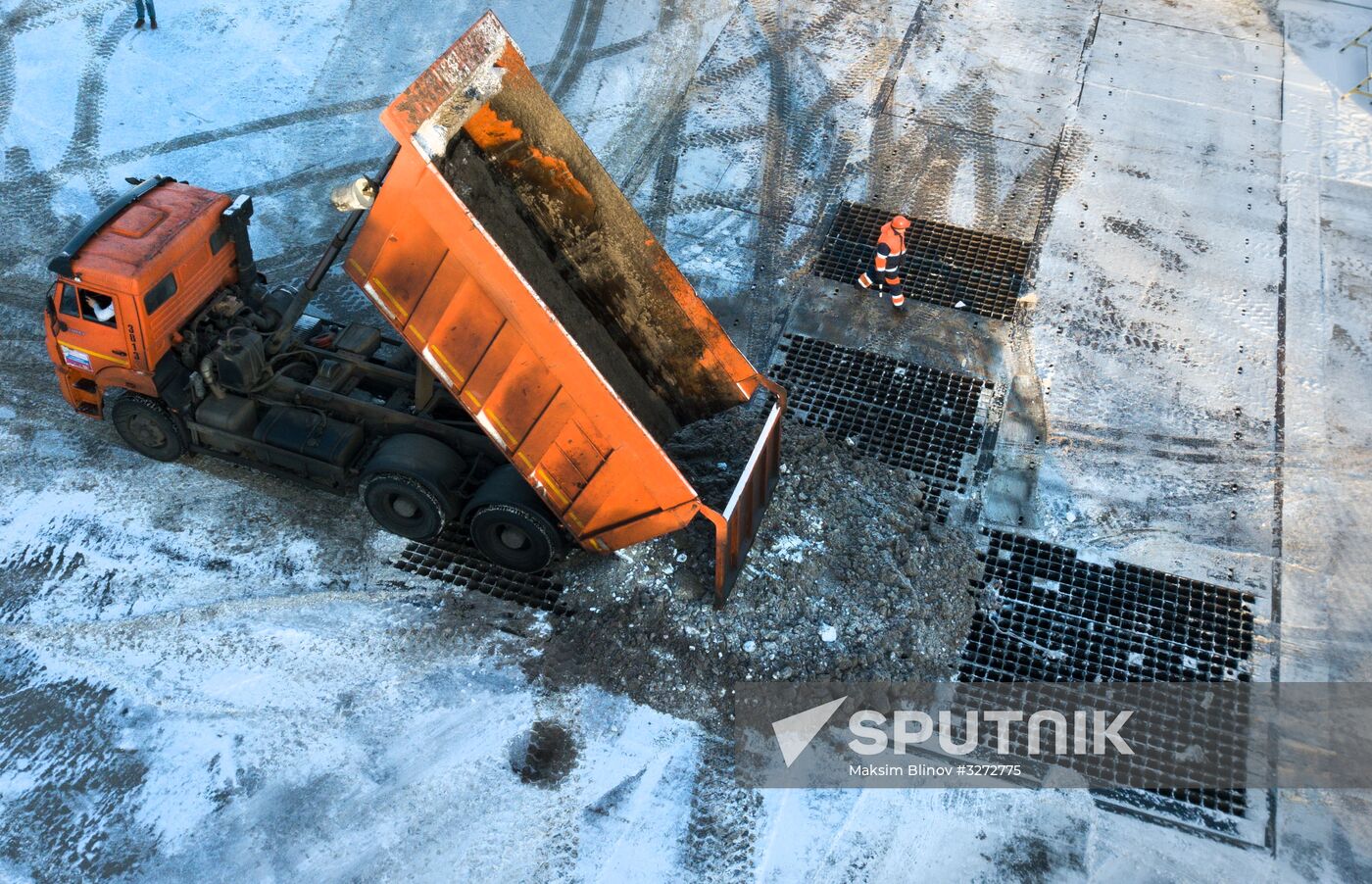 Snow-melting station in Moscow