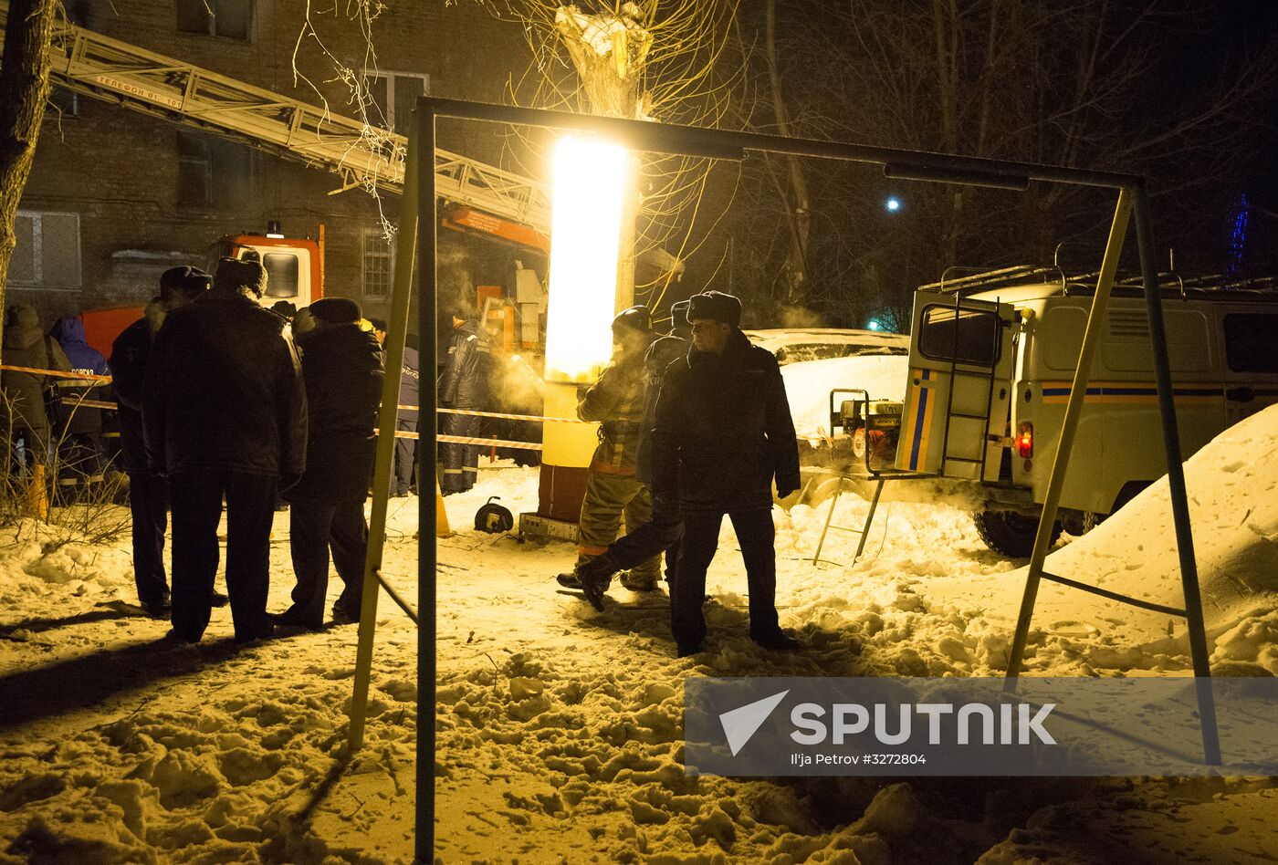 Explosion of household gas in residential building in Omsk