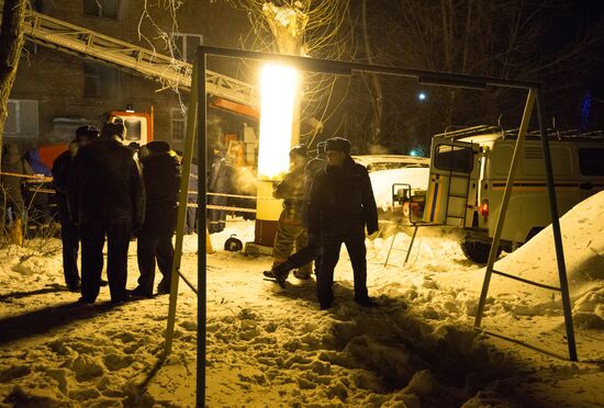 Explosion of household gas in residential building in Omsk