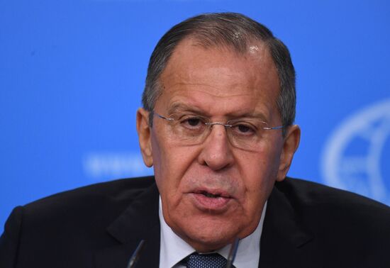 News conference with Russia's Foreign Minister Sergei Lavrov