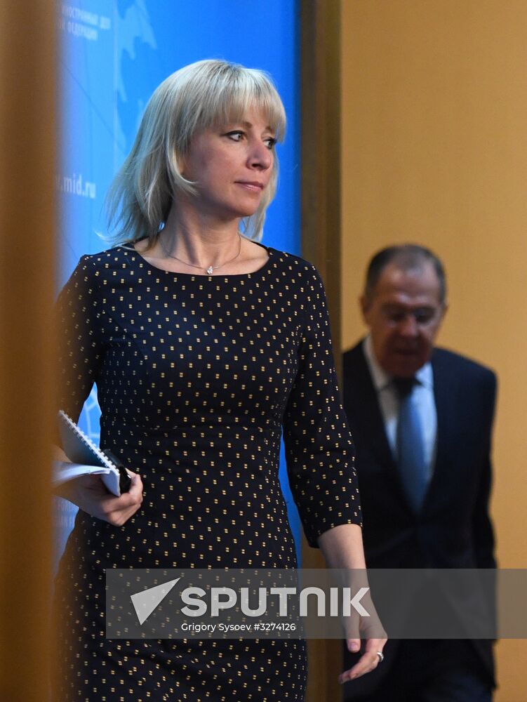 News conference with Russia's Foreign Minister Sergei Lavrov