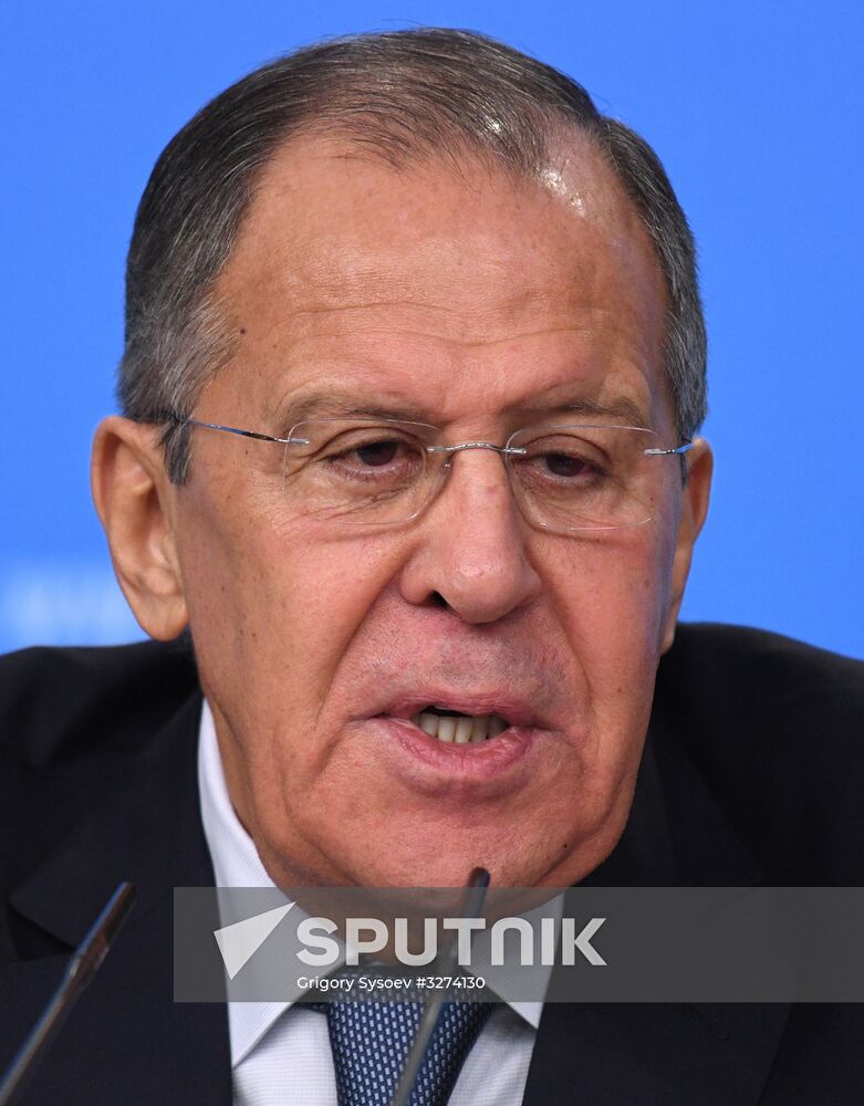 News conference with Russia's Foreign Minister Sergei Lavrov