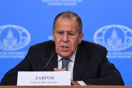 News conference with Russia's Foreign Minister Sergei Lavrov