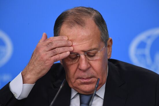 News conference with Russia's Foreign Minister Sergei Lavrov