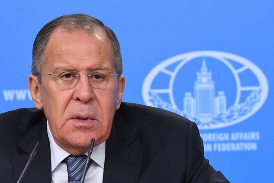 News conference with Russia's Foreign Minister Sergei Lavrov