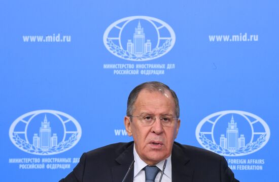 News conference with Russia's Foreign Minister Sergei Lavrov