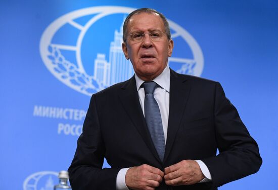 News conference with Russia's Foreign Minister Sergei Lavrov