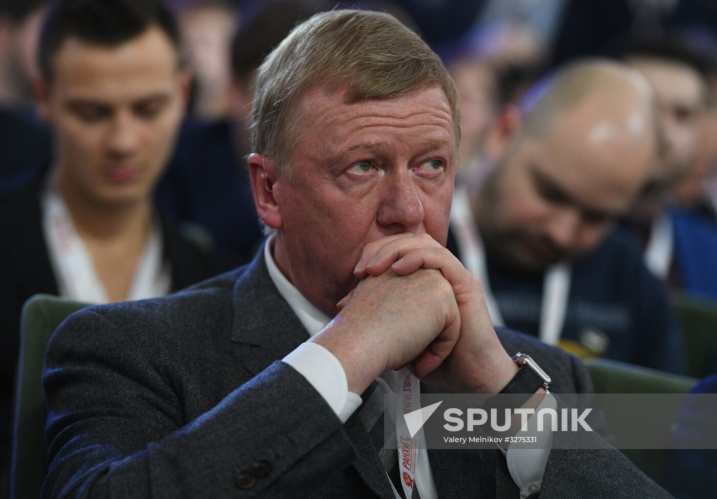 Rusnano chairman of the board Anatoly Chubais at the 9th Gaidar Forum in Moscow. Location: Russia, Moscow. Author: Valery Melnikov/Sputnik. Gaidar Forum. Day two