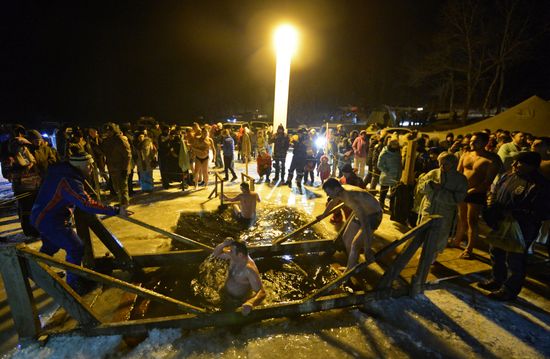 Orthodox Epiphany celebration in Russian cities