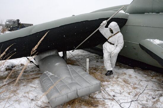 Exercises of engineer camouflage regiment in Moscow Region