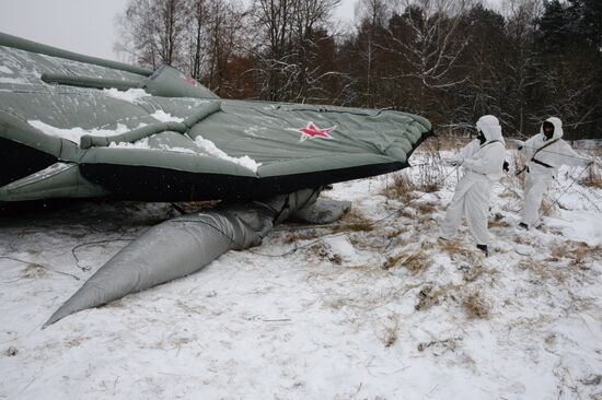 Exercises of engineer camouflage regiment in Moscow Region