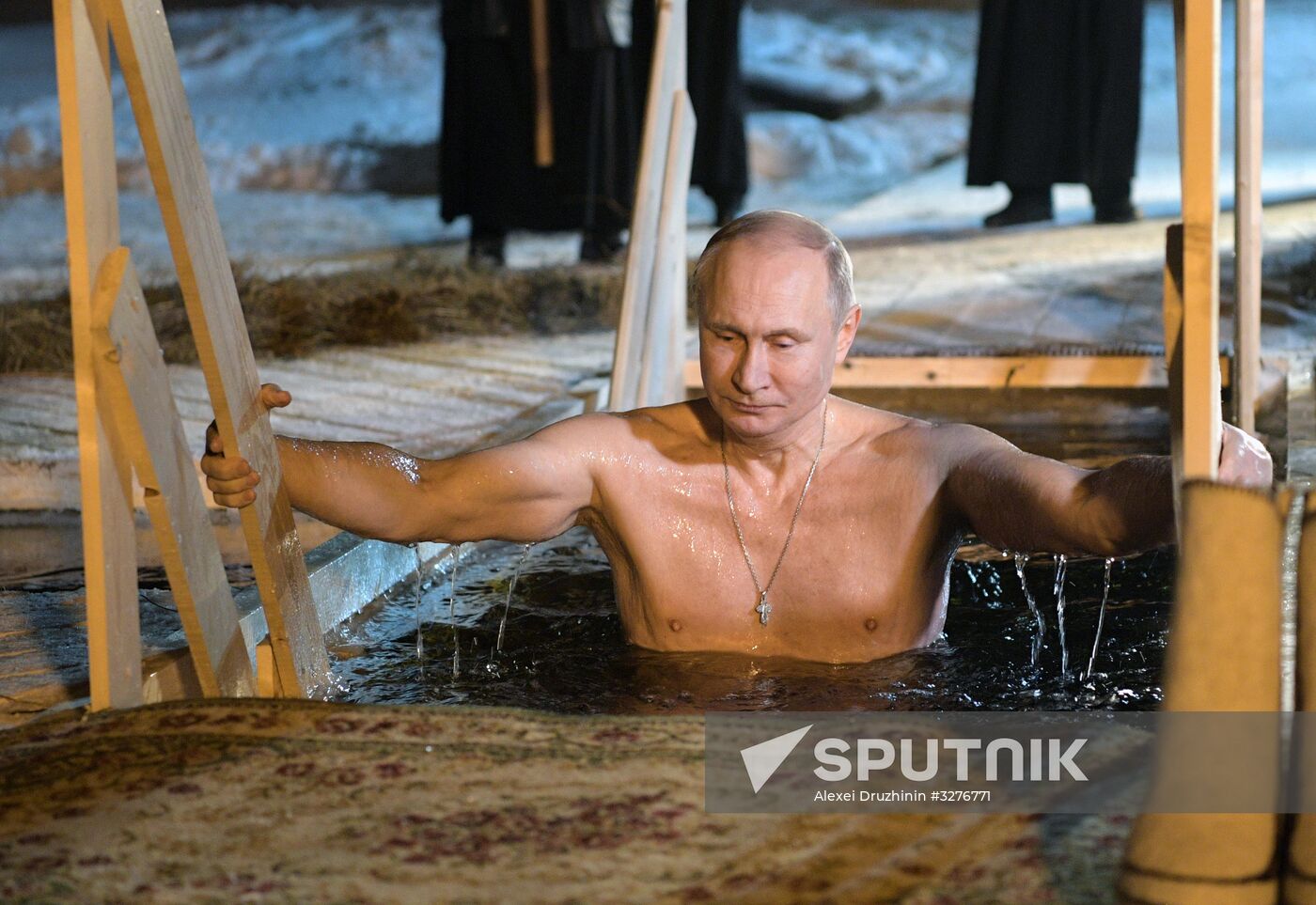 President Vladimir Putin takes part in Epiphany bathing on Lake Seliger
