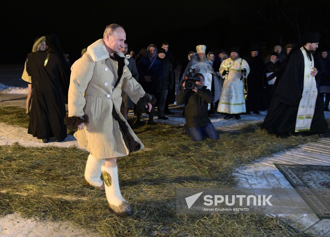 President Vladimir Putin takes part in Epiphany bathing on Lake Seliger