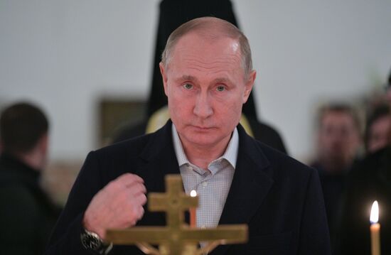 President Vladimir Putin takes part in Epiphany bathing on Lake Seliger