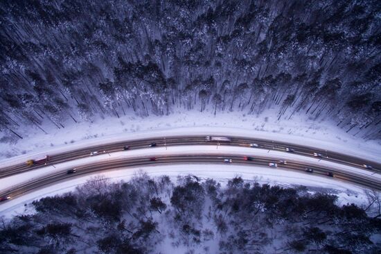 Berdskoe highway in Novosibirsk