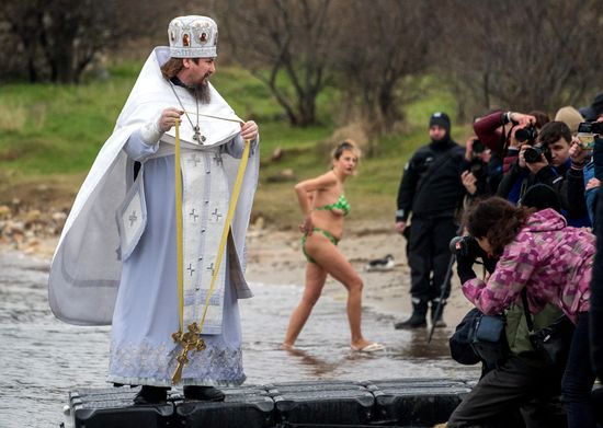 Epiphany feast in Russian cities