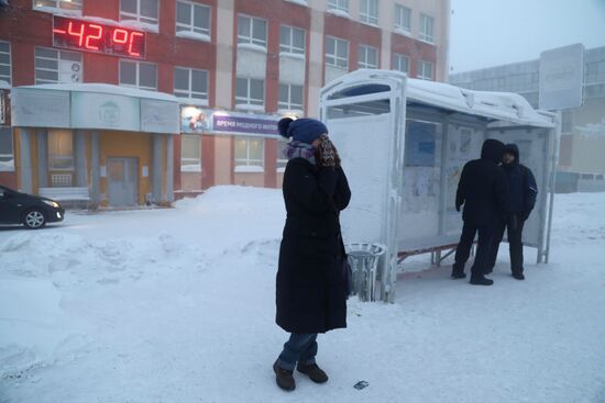 Extremely cold temperatures in Norilsk